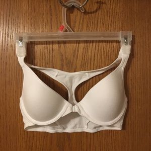 White racer back push up bra
